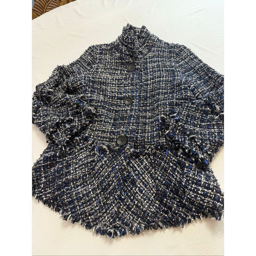 Damee Inc. Women’s Blue Tweed Glam Swing Textured Blazer Jacket Size Large